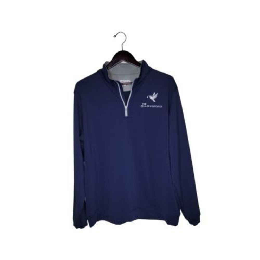 Peter Millar Men's Long Sleeves Quarter-Zip  Stretch Navy  Sweater Size XL